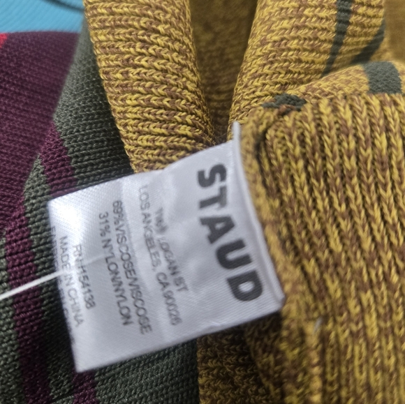 STAUD Women's XL Clara Stripe Cutout Ribbed Long Sleeve Sweater Dress - Picture 7 of 7